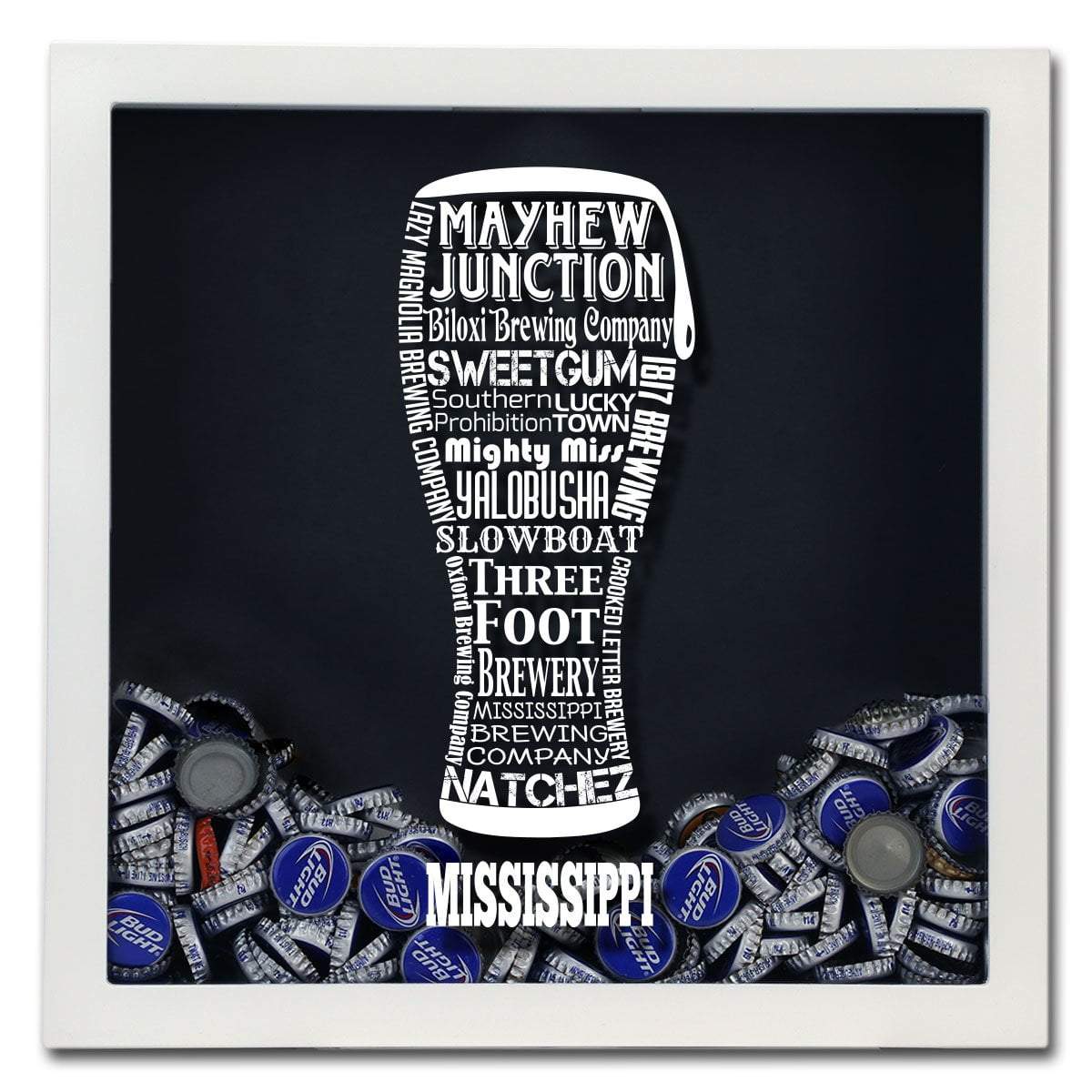 Torched Products Shadow Box Mississippi Beer Typography Shadow Box (779380588661)