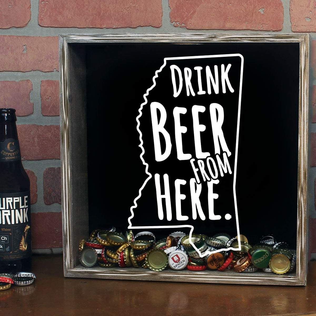 Torched Products Shadow Box Mississippi Drink Beer From Here Beer Cap Shadow Box (781178929269)