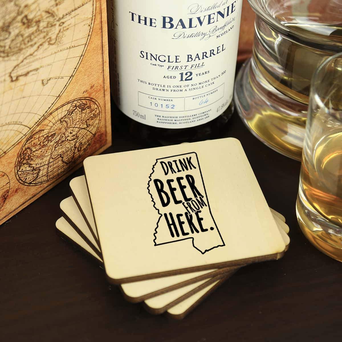 Torched Products Coasters Mississippi Drink Beer From Here Coasters (781452116085)