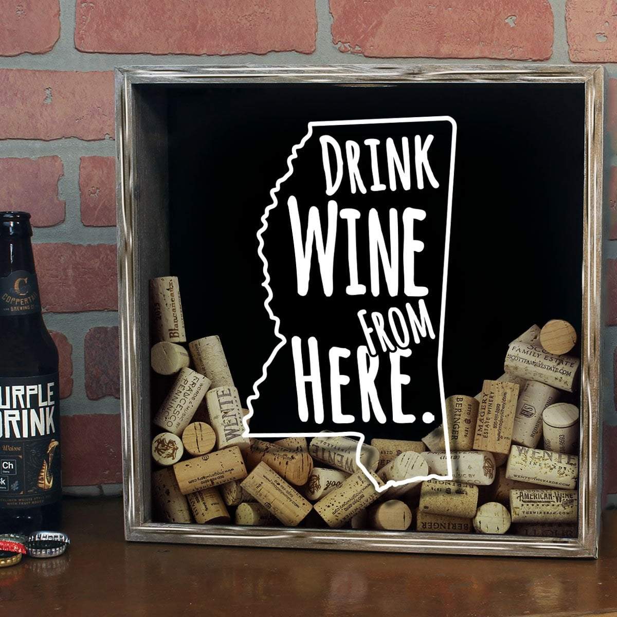 Torched Products Shadow Box Mississippi Drink Wine From Here Wine Cork Shadow Box (795746500725)