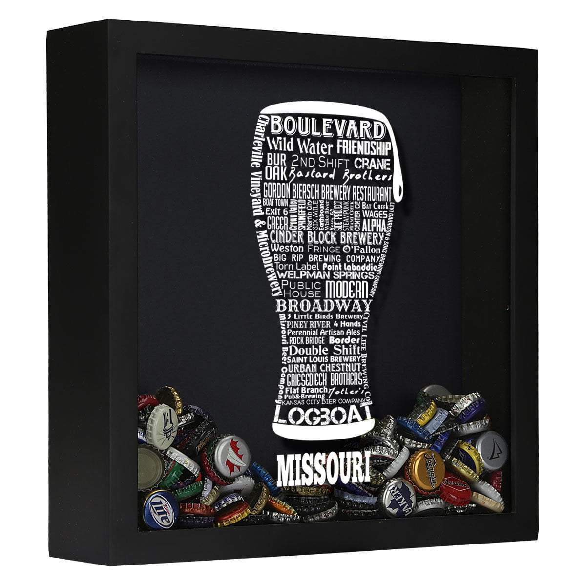 Torched Products Shadow Box Black Missouri Beer Typography Shadow Box (779380850805)