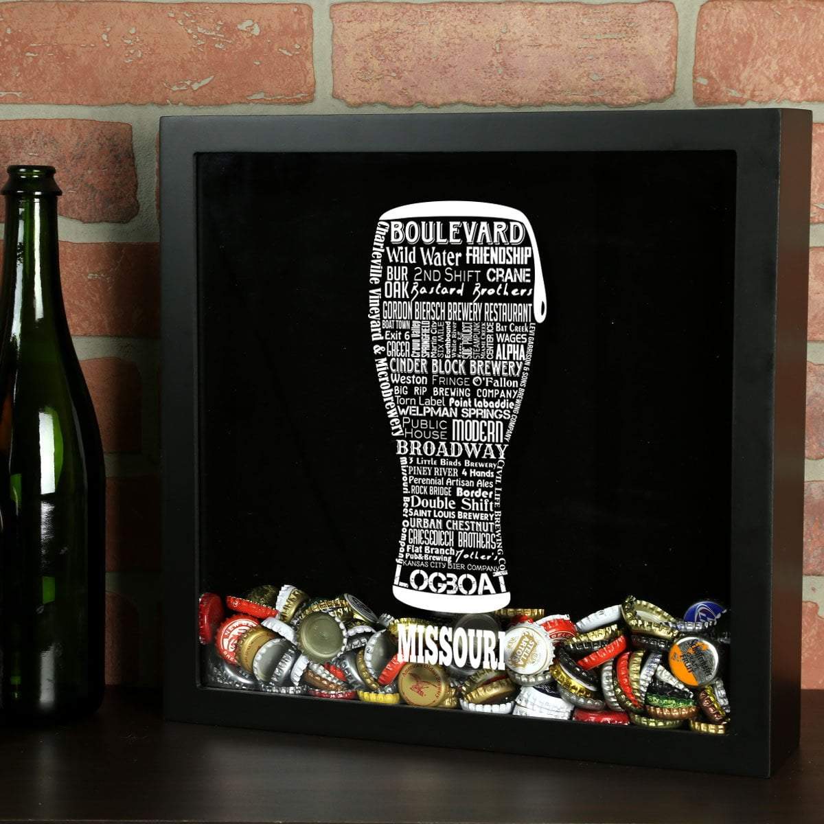Torched Products Shadow Box Black Missouri Beer Typography Shadow Box (779380850805)