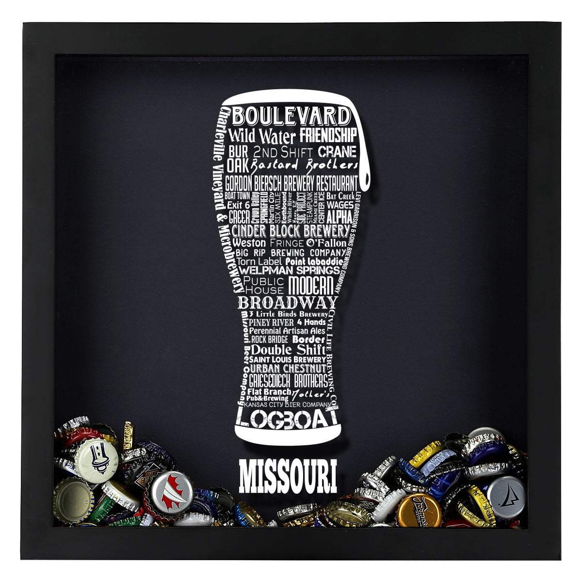 Torched Products Shadow Box Missouri Beer Typography Shadow Box (779380850805)