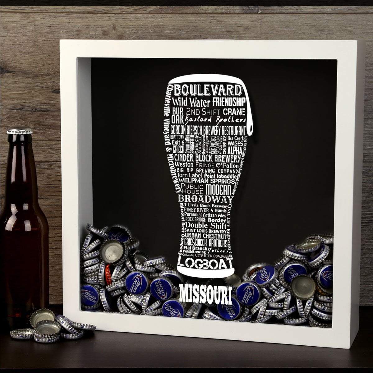 Torched Products Shadow Box Missouri Beer Typography Shadow Box (779380850805)