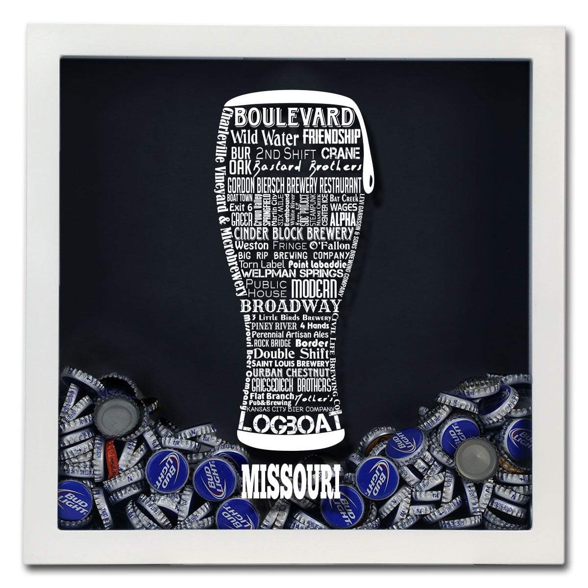 Torched Products Shadow Box Missouri Beer Typography Shadow Box (779380850805)
