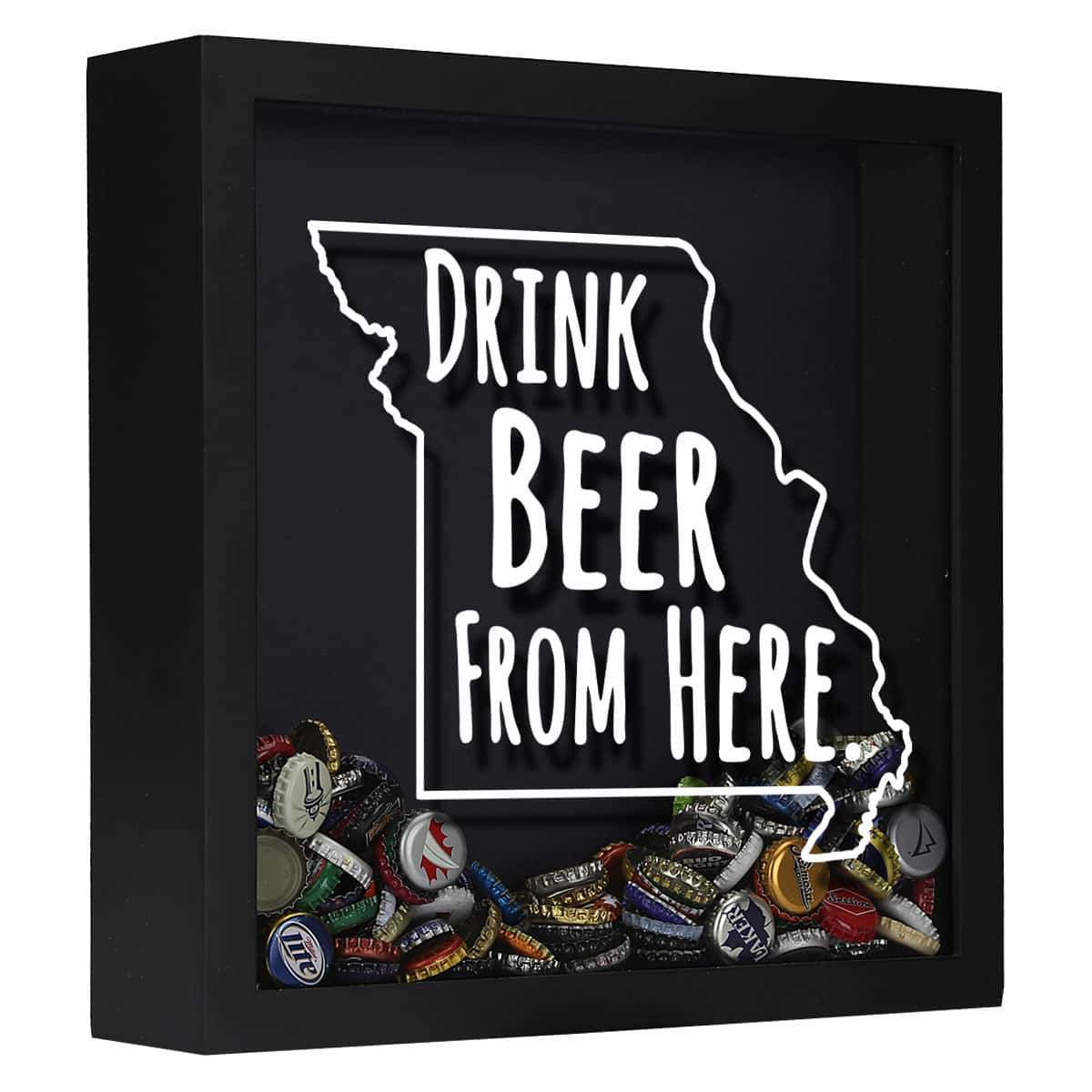 Torched Products Shadow Box Black Missouri Drink Beer From Here Beer Cap Shadow Box (781177094261)