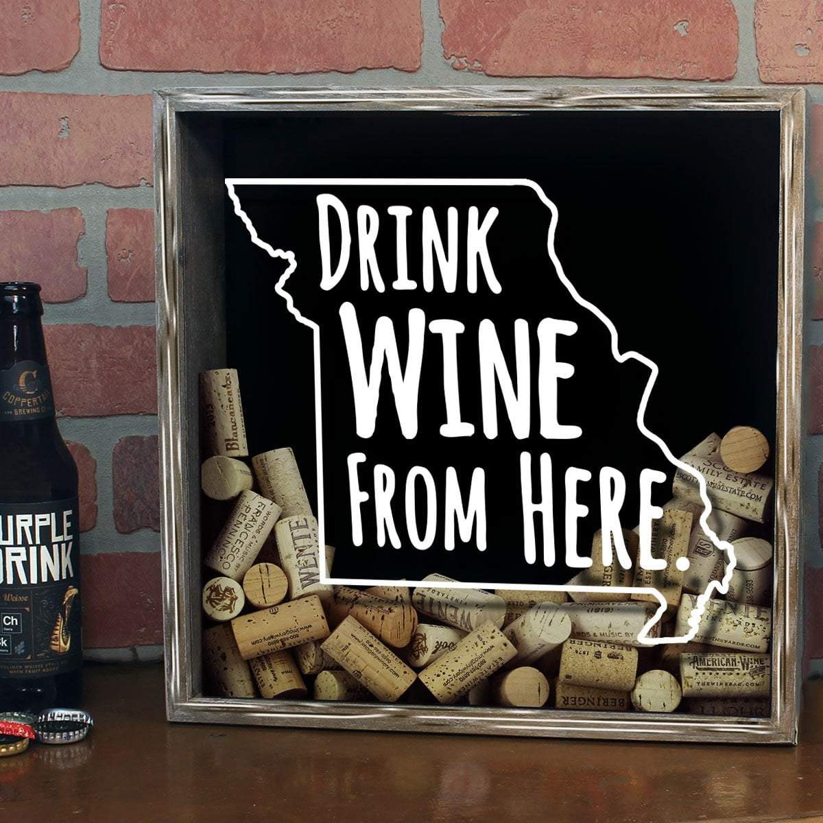 Torched Products Shadow Box Missouri Drink Wine From Here Wine Cork Shadow Box (795747057781)