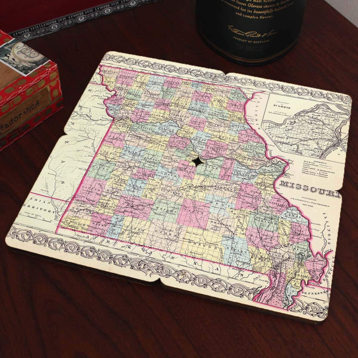 Torched Products Coasters Missouri Old World Map Coaster (790593831029)
