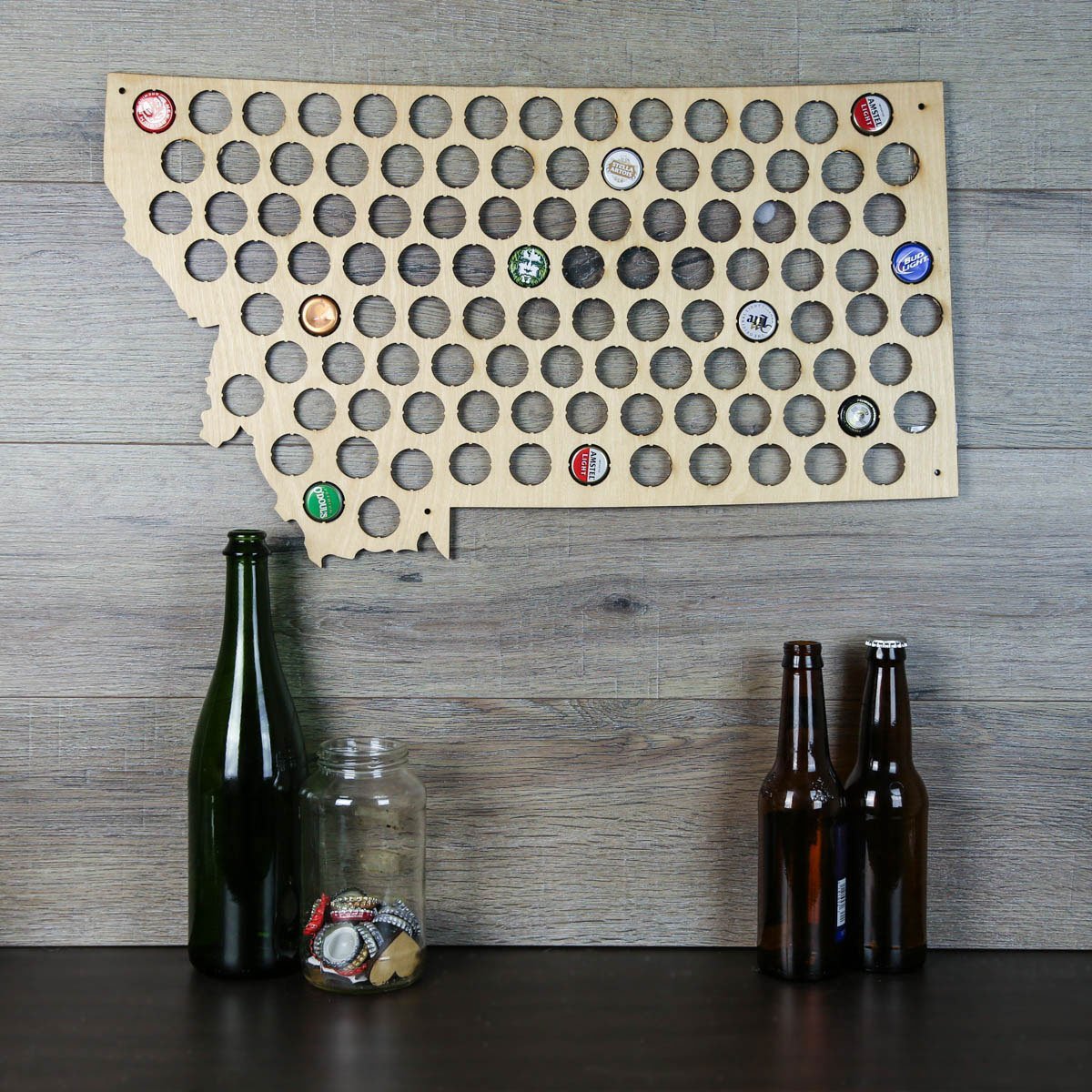 Torched Products Beer Bottle Cap Holder Montana Beer Cap Map (777570254965)