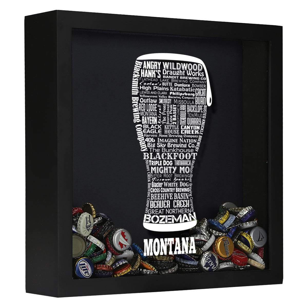 Torched Products Shadow Box Black Montana Beer Typography Shadow Box (779426201717)