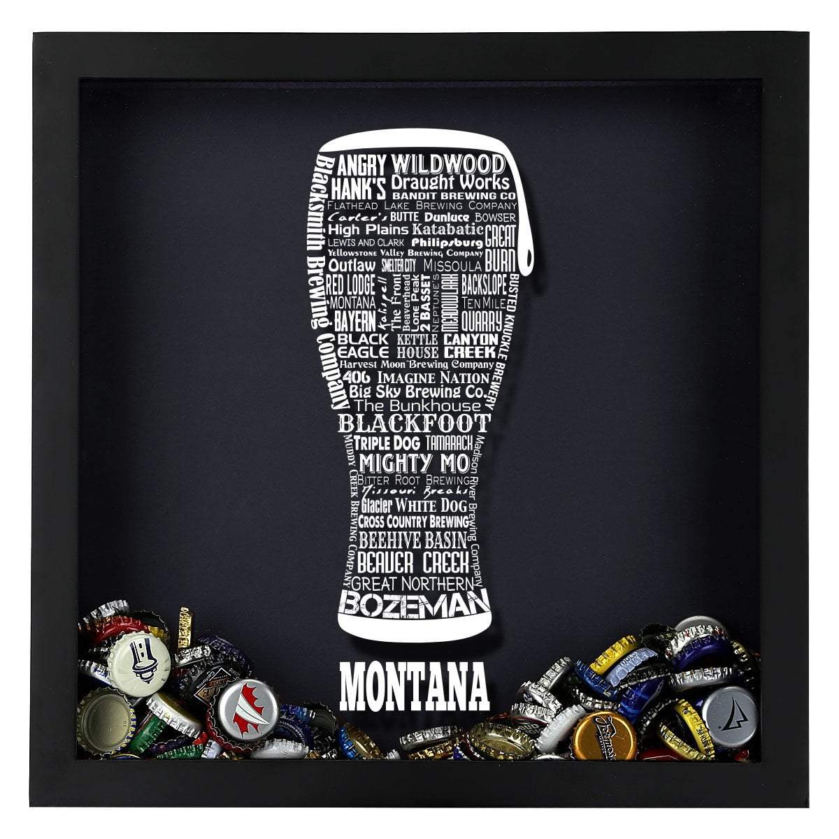 Torched Products Shadow Box Montana Beer Typography Shadow Box (779426201717)