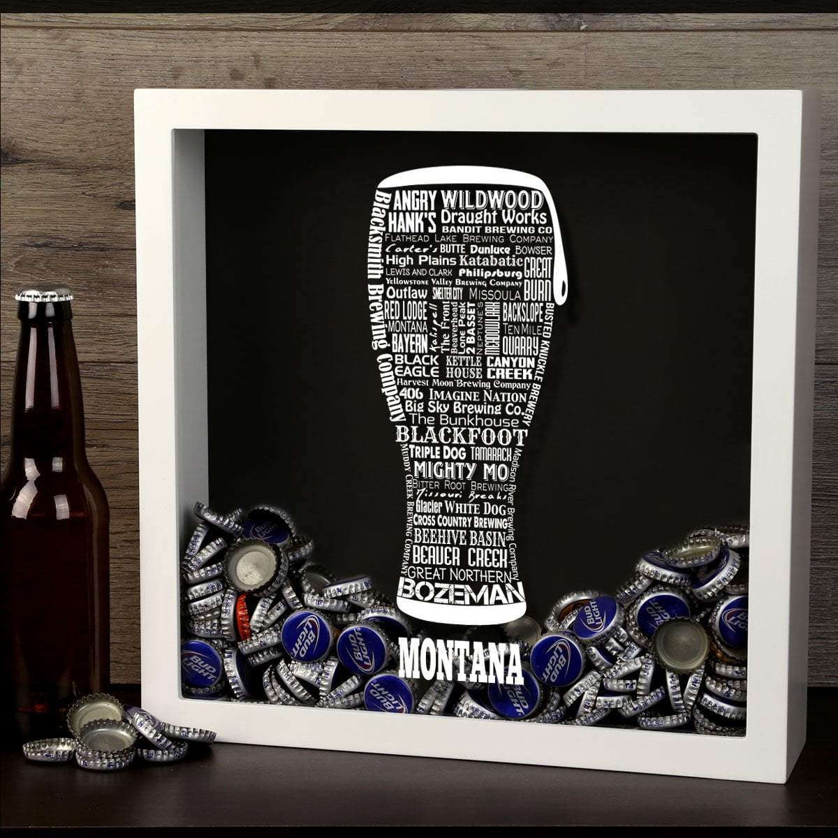 Torched Products Shadow Box Montana Beer Typography Shadow Box (779426201717)
