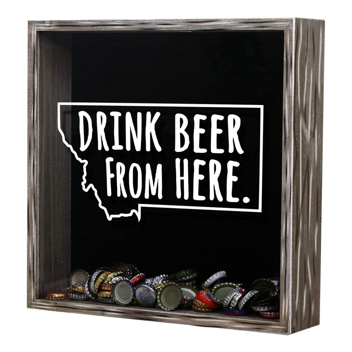 Torched Products Shadow Box Montana Drink Beer From Here Beer Cap Shadow Box (781179551861)