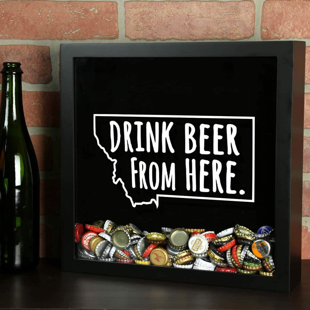Torched Products Shadow Box Montana Drink Beer From Here Beer Cap Shadow Box (781179551861)