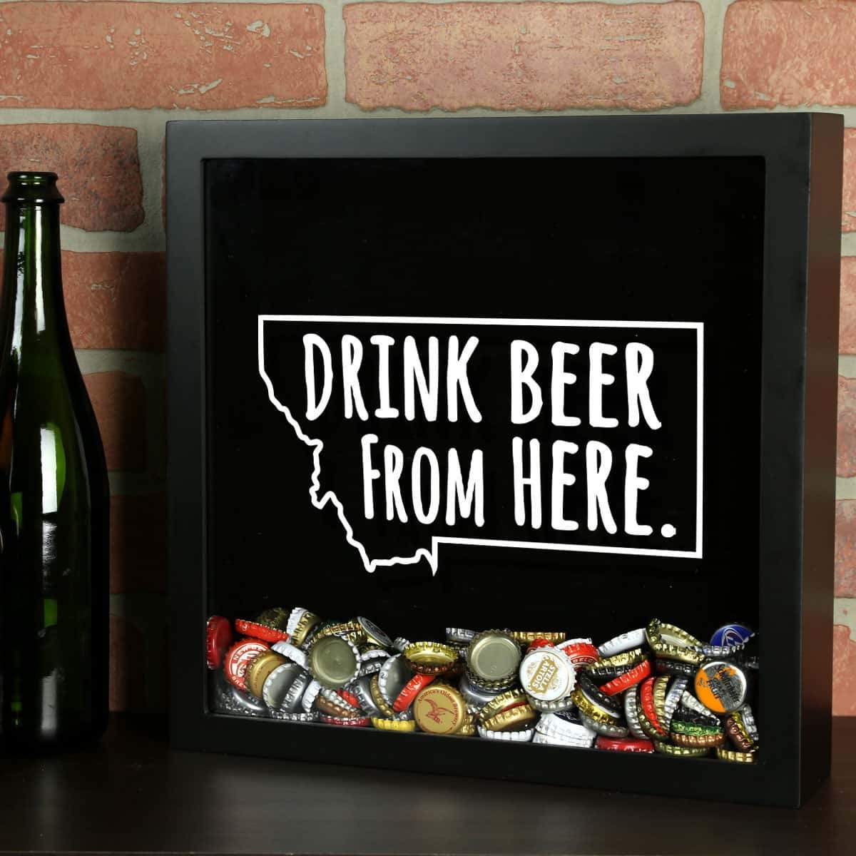Torched Products Shadow Box Black Montana Drink Beer From Here Beer Cap Shadow Box (781179551861)