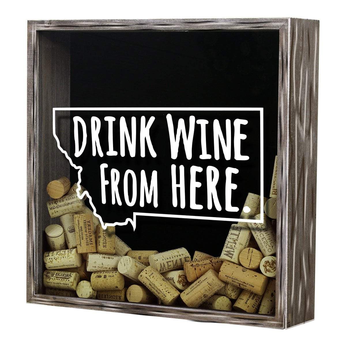 Torched Products Shadow Box Montana Drink Wine From Here Wine Cork Shadow Box (795748630645)