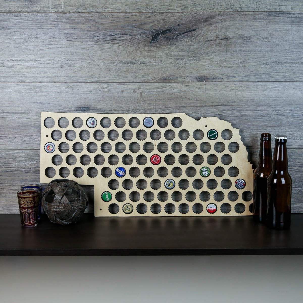 Torched Products Beer Bottle Cap Holder Nebraska Beer Cap Map (777570648181)