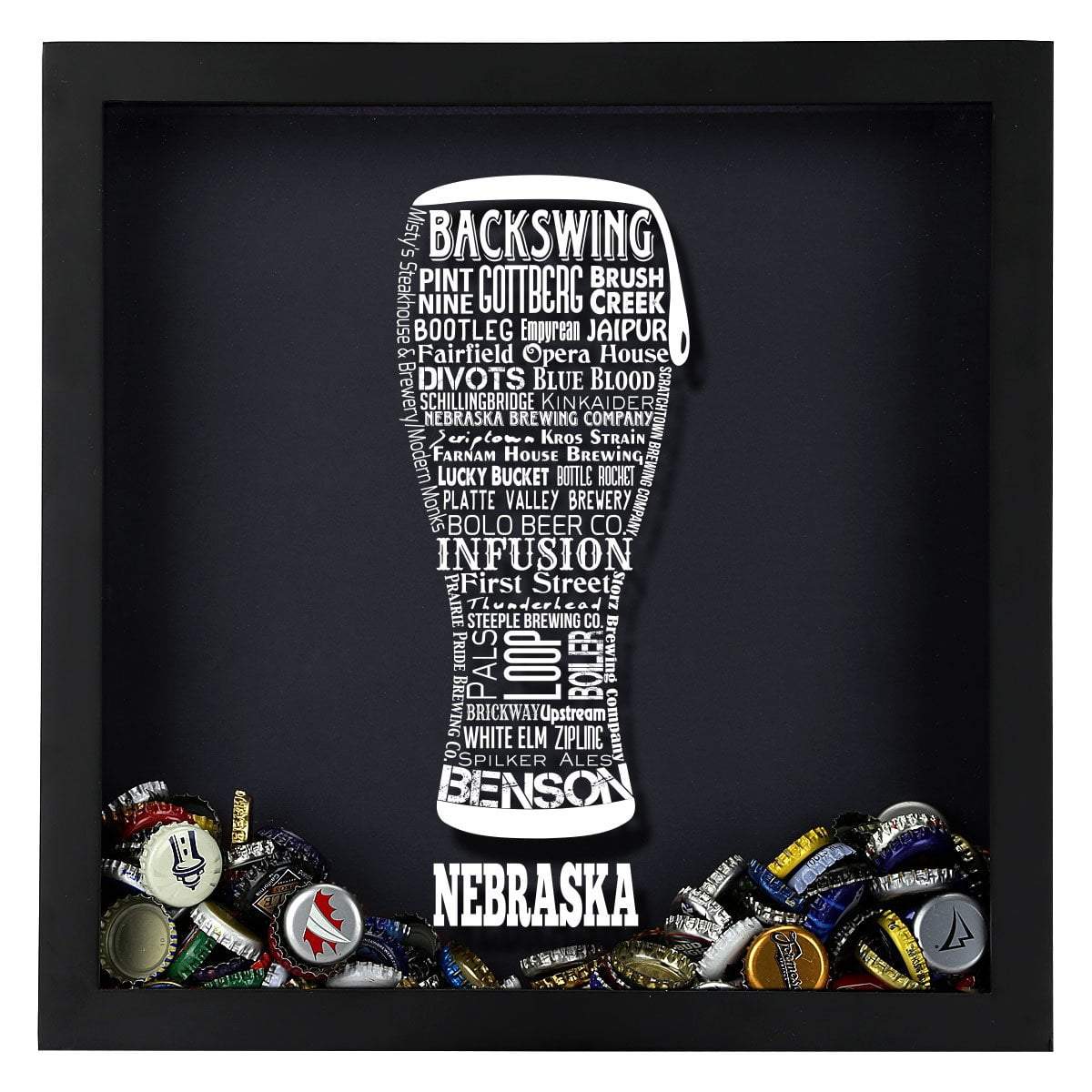 Torched Products Shadow Box Nebraska Beer Typography Shadow Box (779381112949)
