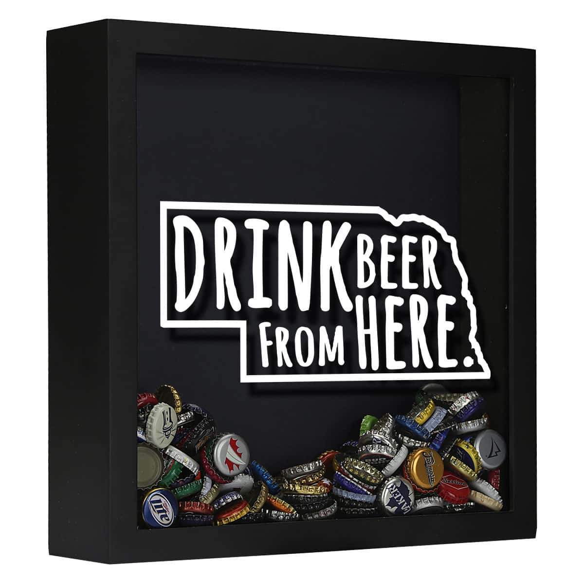 Torched Products Shadow Box Black Nebraska Drink Beer From Here Beer Cap Shadow Box (781181485173)