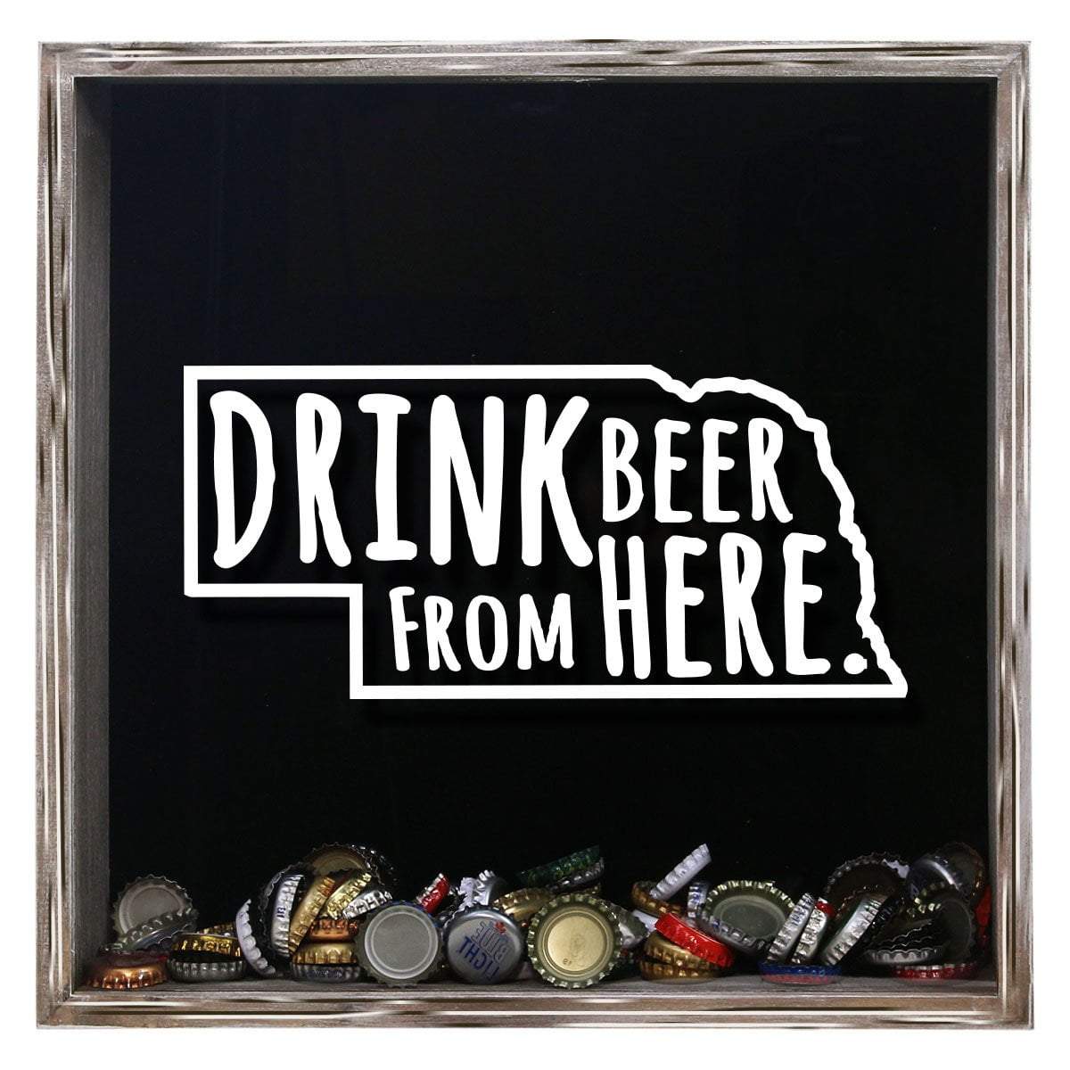 Torched Products Shadow Box Gray Nebraska Drink Beer From Here Beer Cap Shadow Box (781181485173)