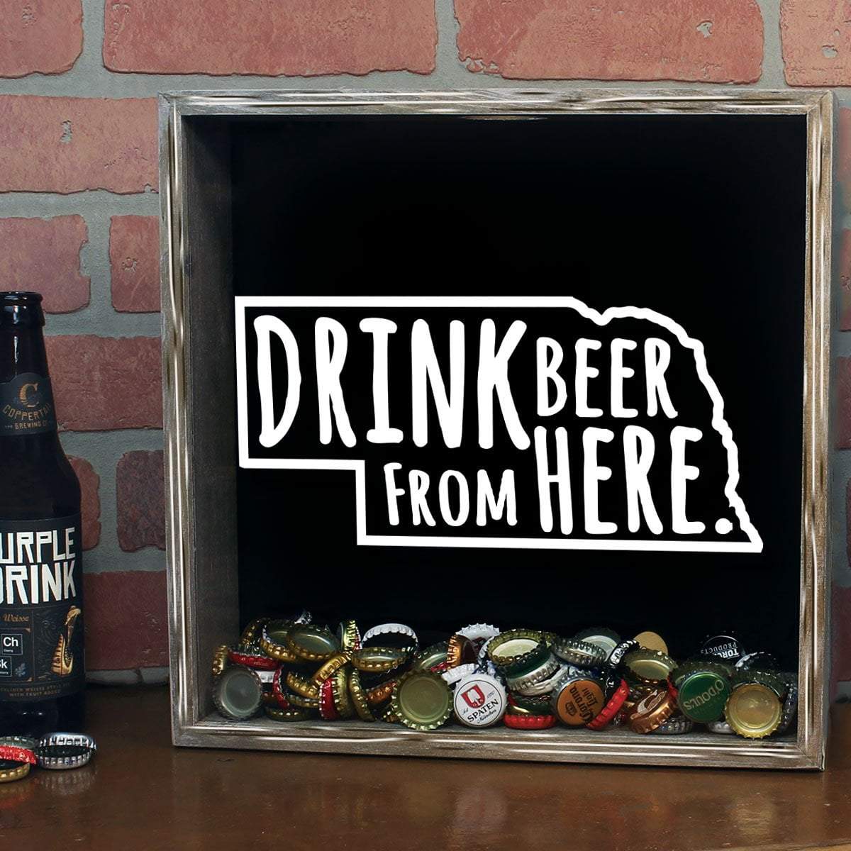 Torched Products Shadow Box Nebraska Drink Beer From Here Beer Cap Shadow Box (781181485173)