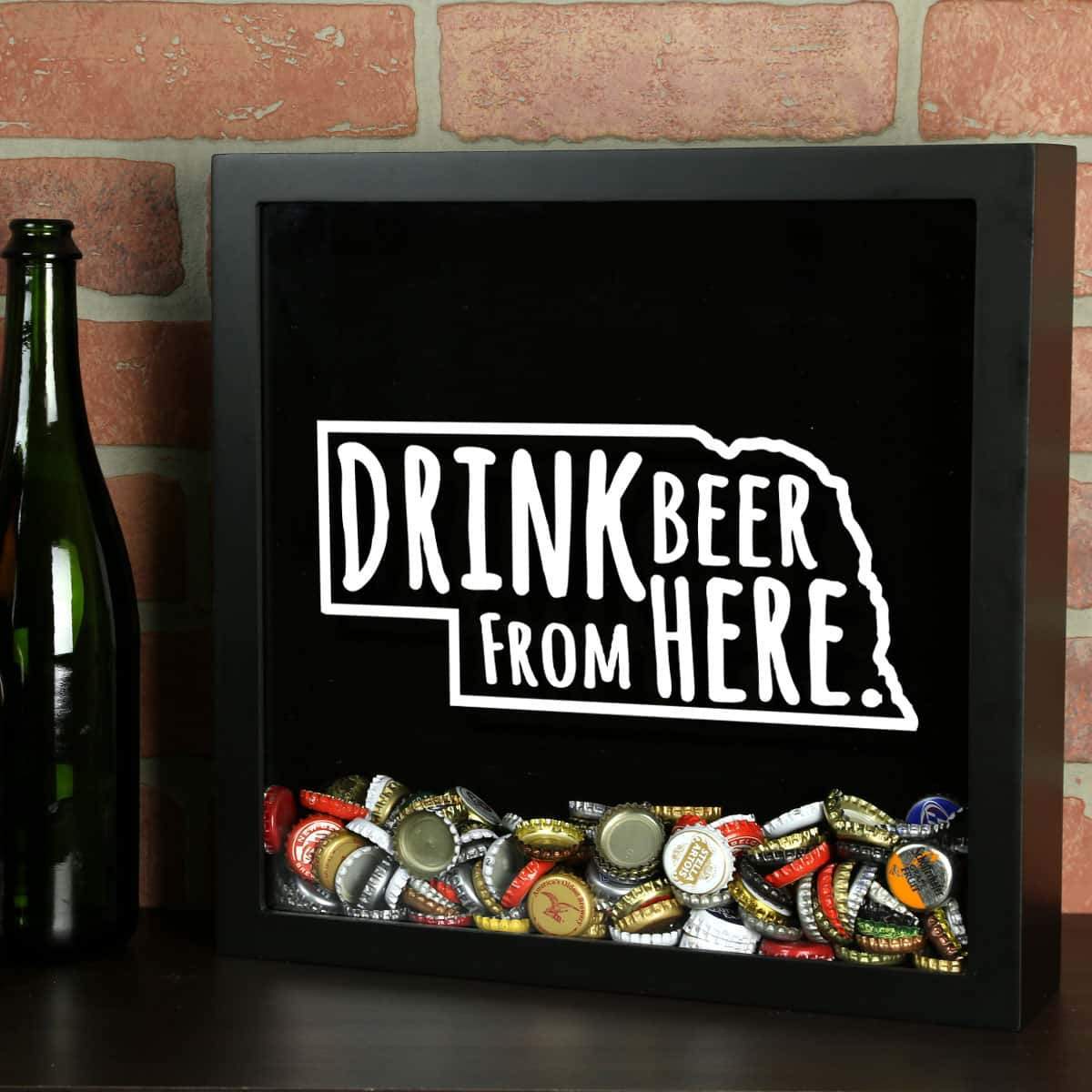 Torched Products Shadow Box Black Nebraska Drink Beer From Here Beer Cap Shadow Box (781181485173)