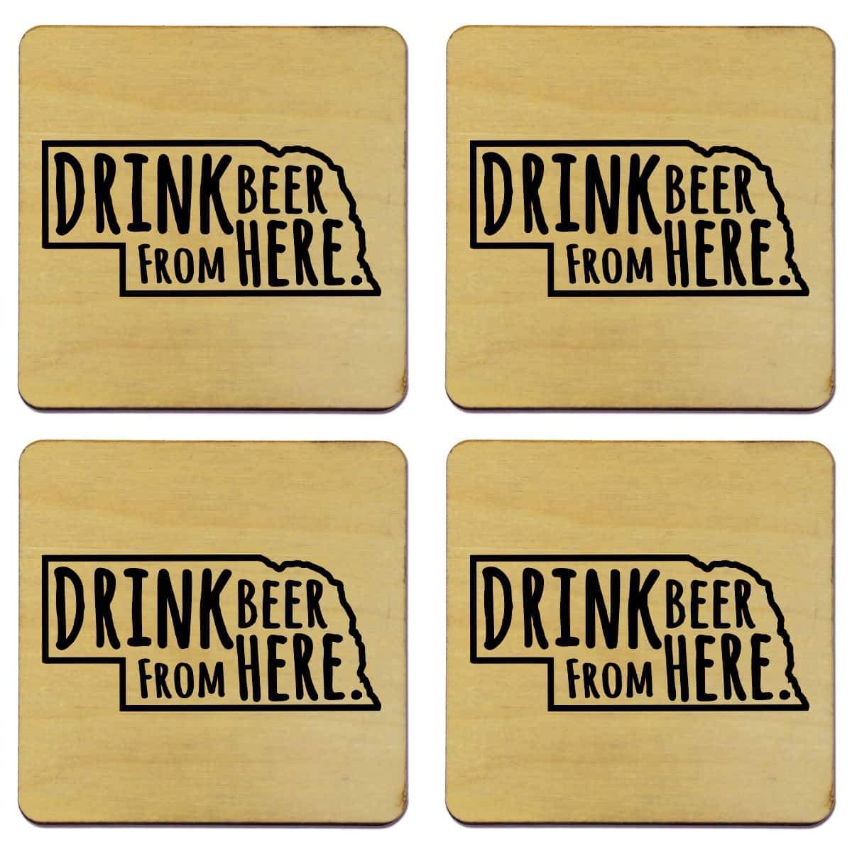 Torched Products Coasters Nebraska Drink Beer From Here Coasters (781452935285)