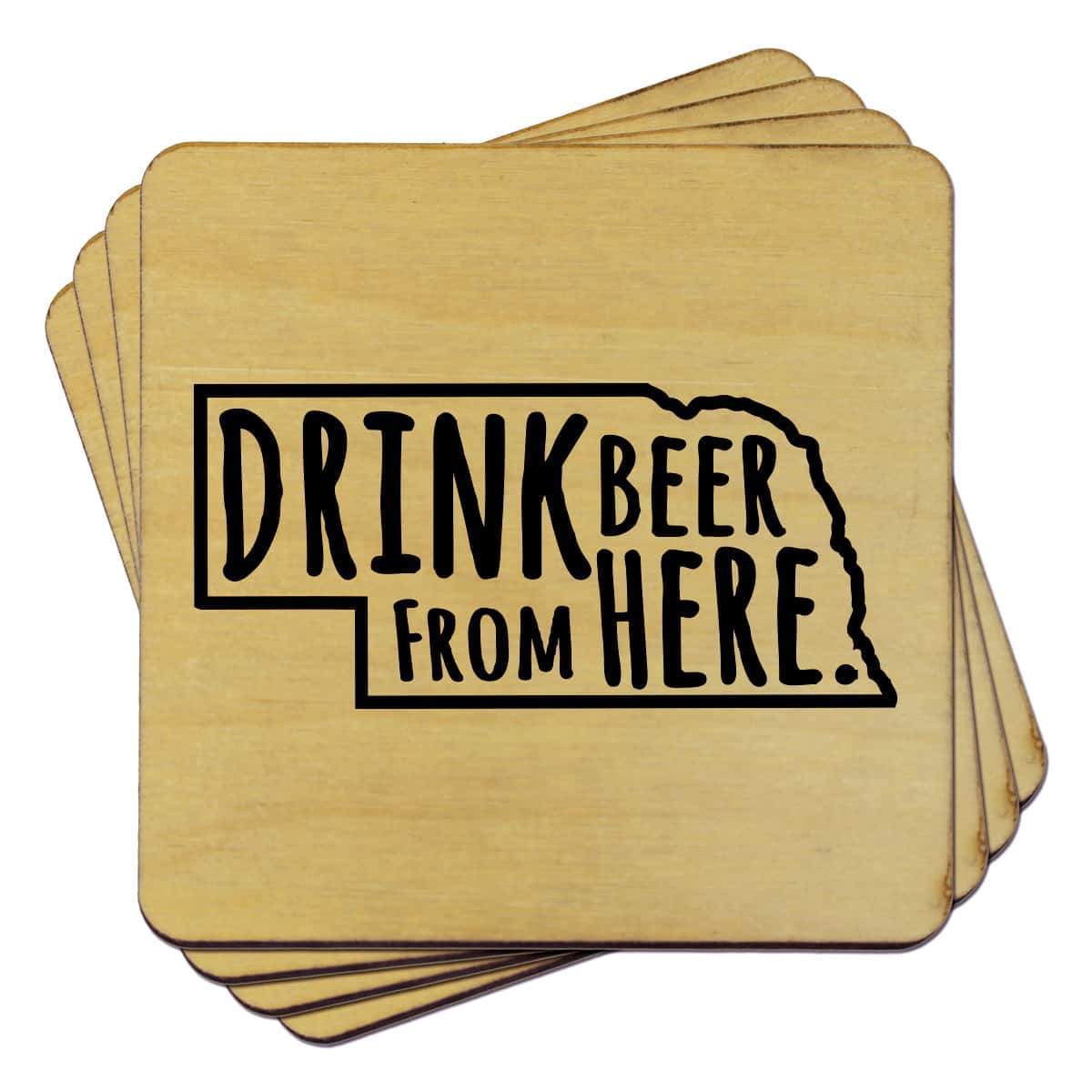 Torched Products Coasters Nebraska Drink Beer From Here Coasters (781452935285)