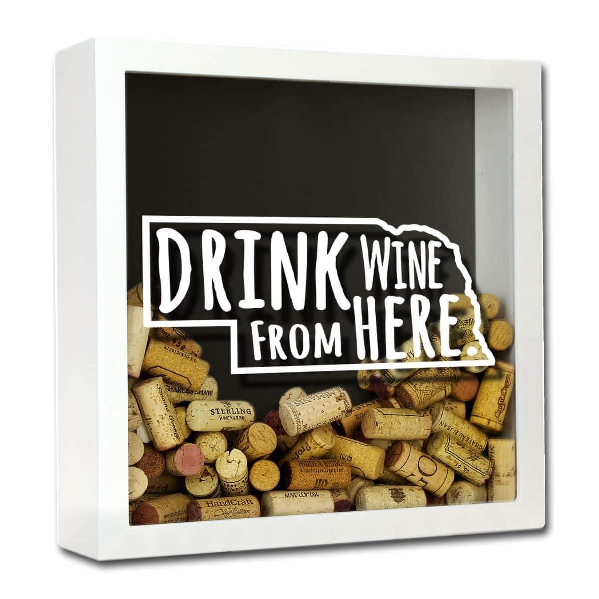 Torched Products Shadow Box White Nebraska Drink Wine From Here Wine Cork Shadow Box (795750695029)