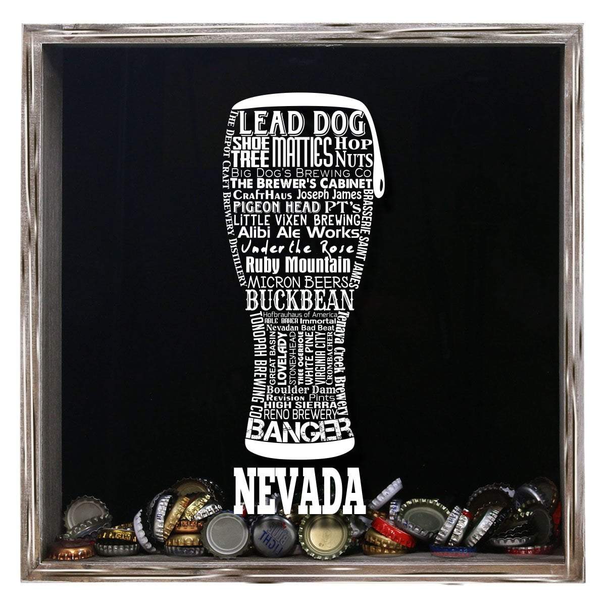 Torched Products Shadow Box Gray Nevada Beer Typography Shadow Box (779381637237)