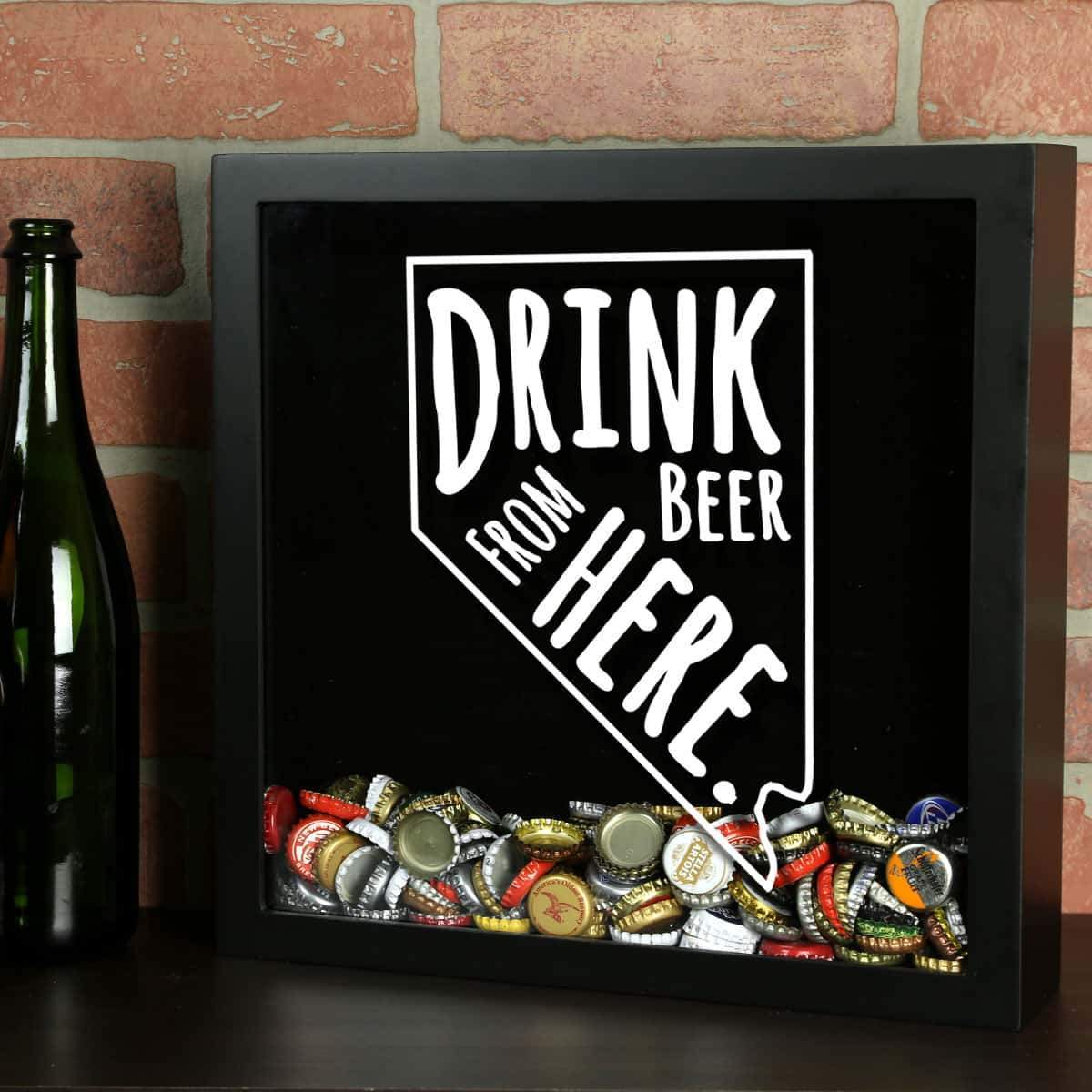 Torched Products Shadow Box Black Nevada Drink Beer From Here Beer Cap Shadow Box (781182369909)