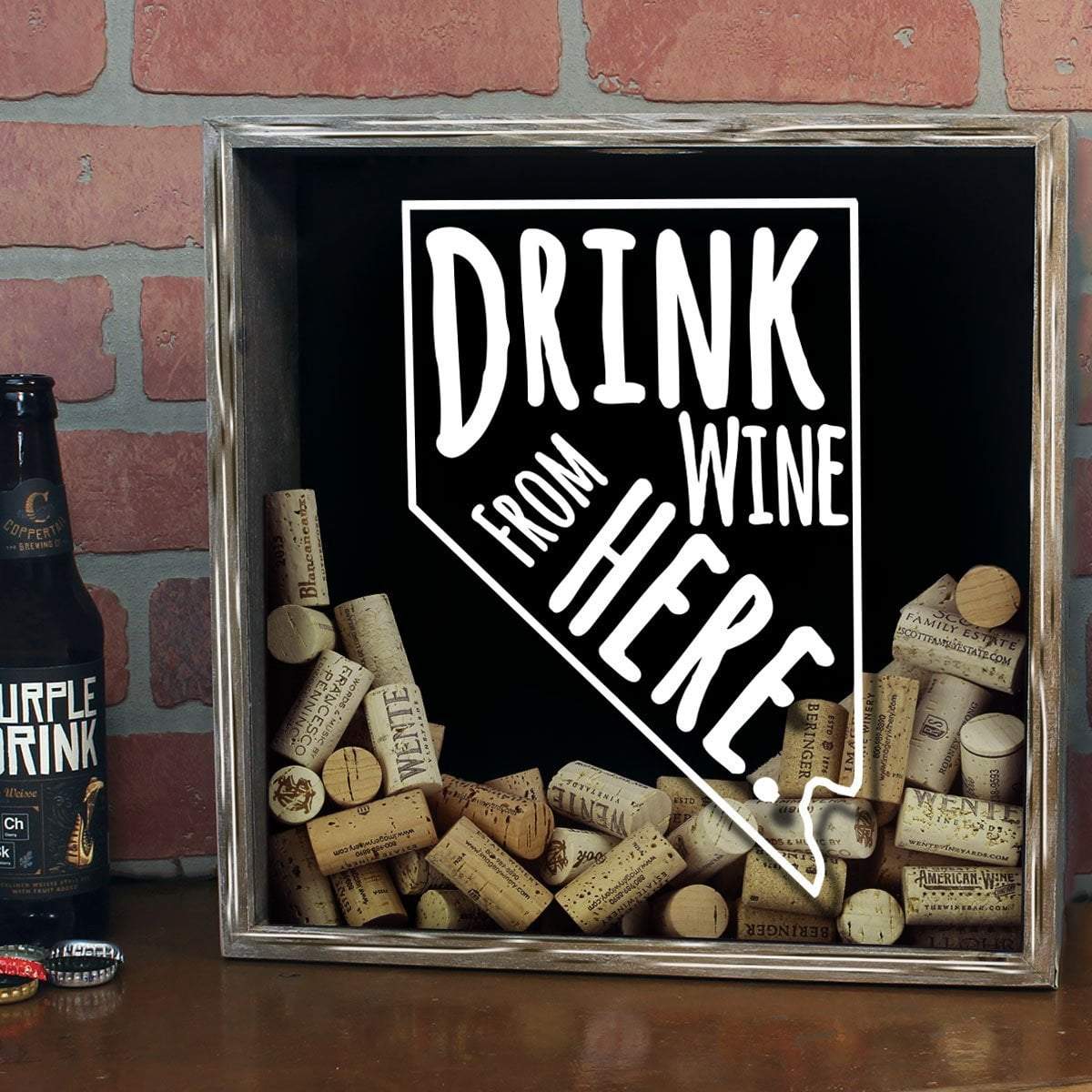 Torched Products Shadow Box Nevada Drink Wine From Here Wine Cork Shadow Box (795753906293)
