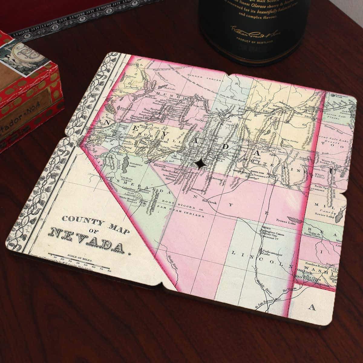 Torched Products Coasters Nevada Old World Map Coaster (790595338357)