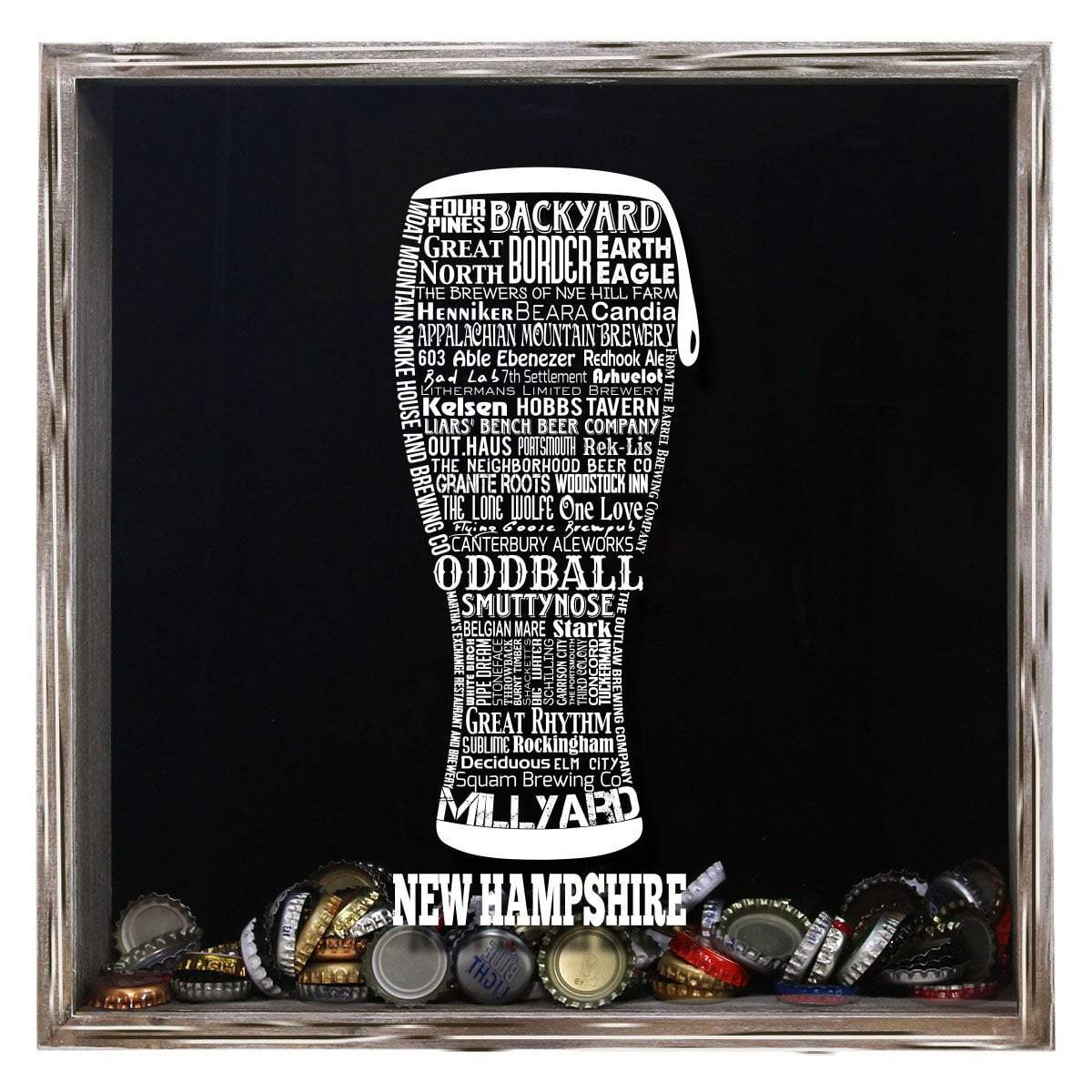 Torched Products Shadow Box Gray New Hampshire Beer Typography Shadow Box (779383406709)