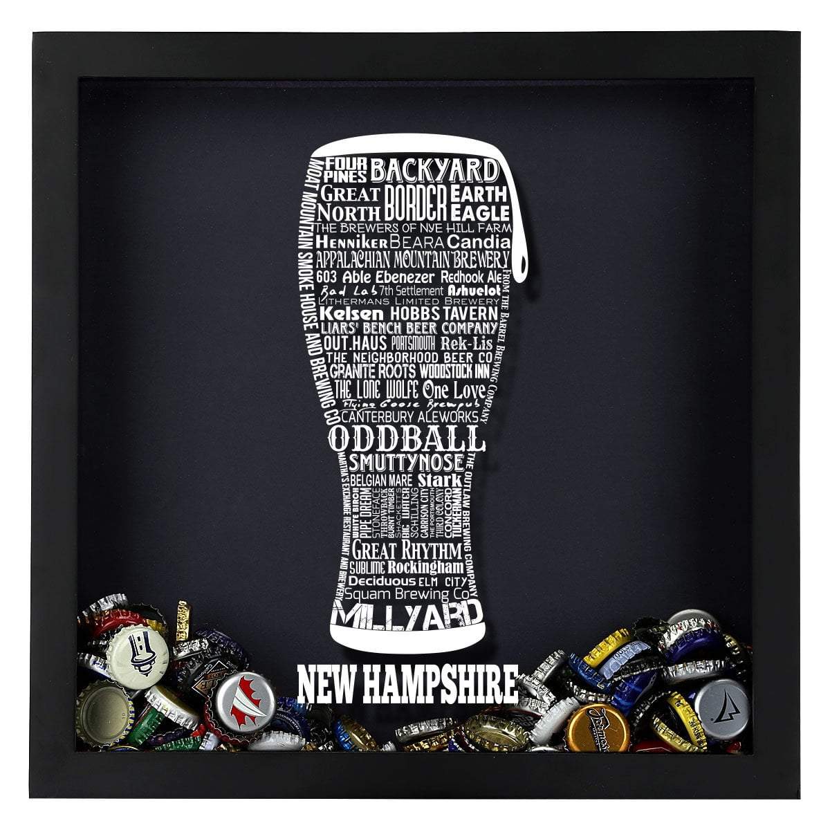 Torched Products Shadow Box New Hampshire Beer Typography Shadow Box (779383406709)