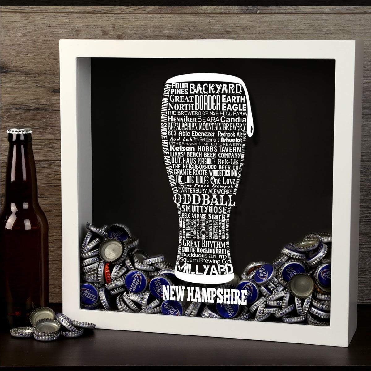 Torched Products Shadow Box New Hampshire Beer Typography Shadow Box (779383406709)