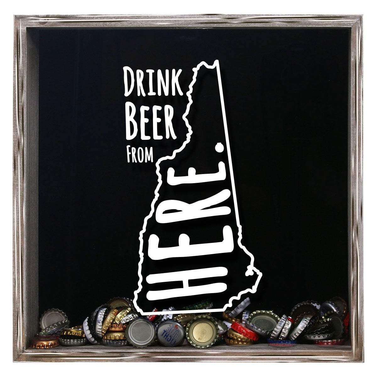 Torched Products Shadow Box Gray New Hampshire Drink Beer From Here Beer Cap Shadow Box (781181583477)