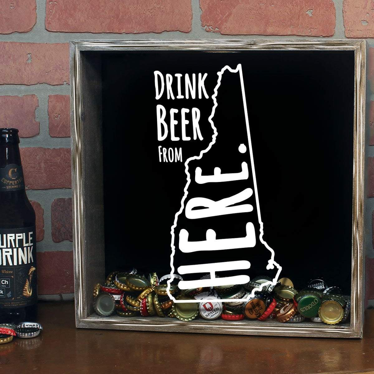 Torched Products Shadow Box New Hampshire Drink Beer From Here Beer Cap Shadow Box (781181583477)