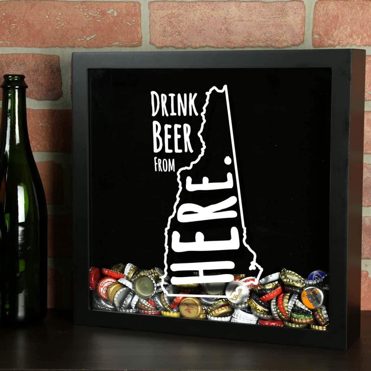 Torched Products Shadow Box Black New Hampshire Drink Beer From Here Beer Cap Shadow Box (781181583477)