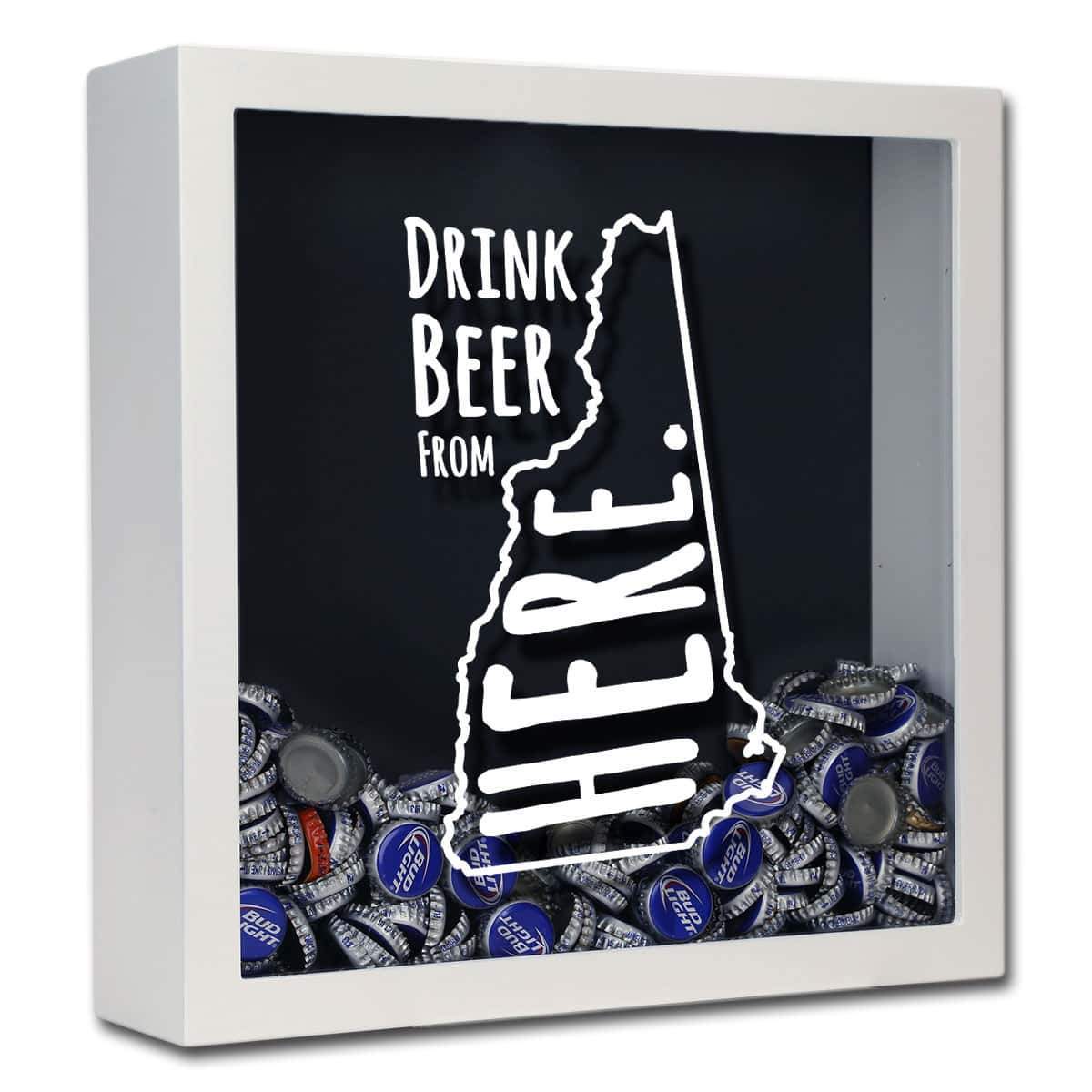 Torched Products Shadow Box White New Hampshire Drink Beer From Here Beer Cap Shadow Box (781181583477)