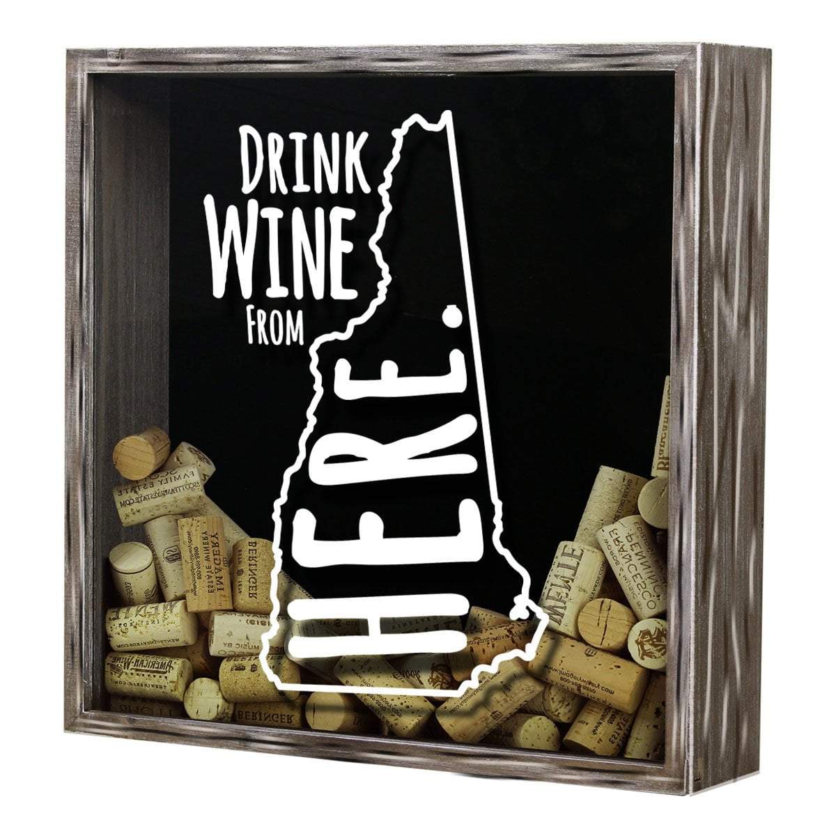 Torched Products Shadow Box New Hampshire Drink Wine From Here Wine Cork Shadow Box (795766423669)