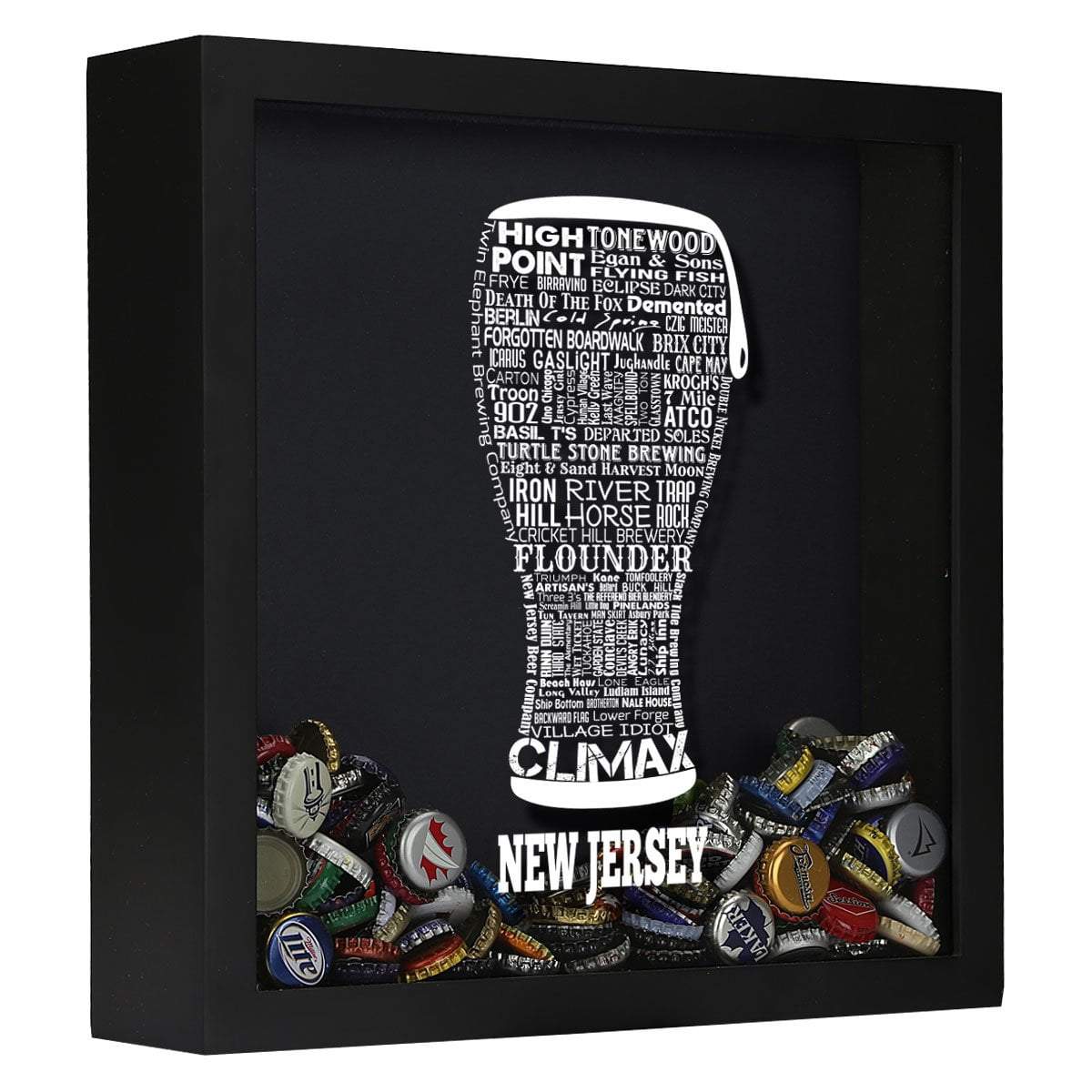 Torched Products Shadow Box Black New Jersey Beer Typography Shadow Box (779426693237)