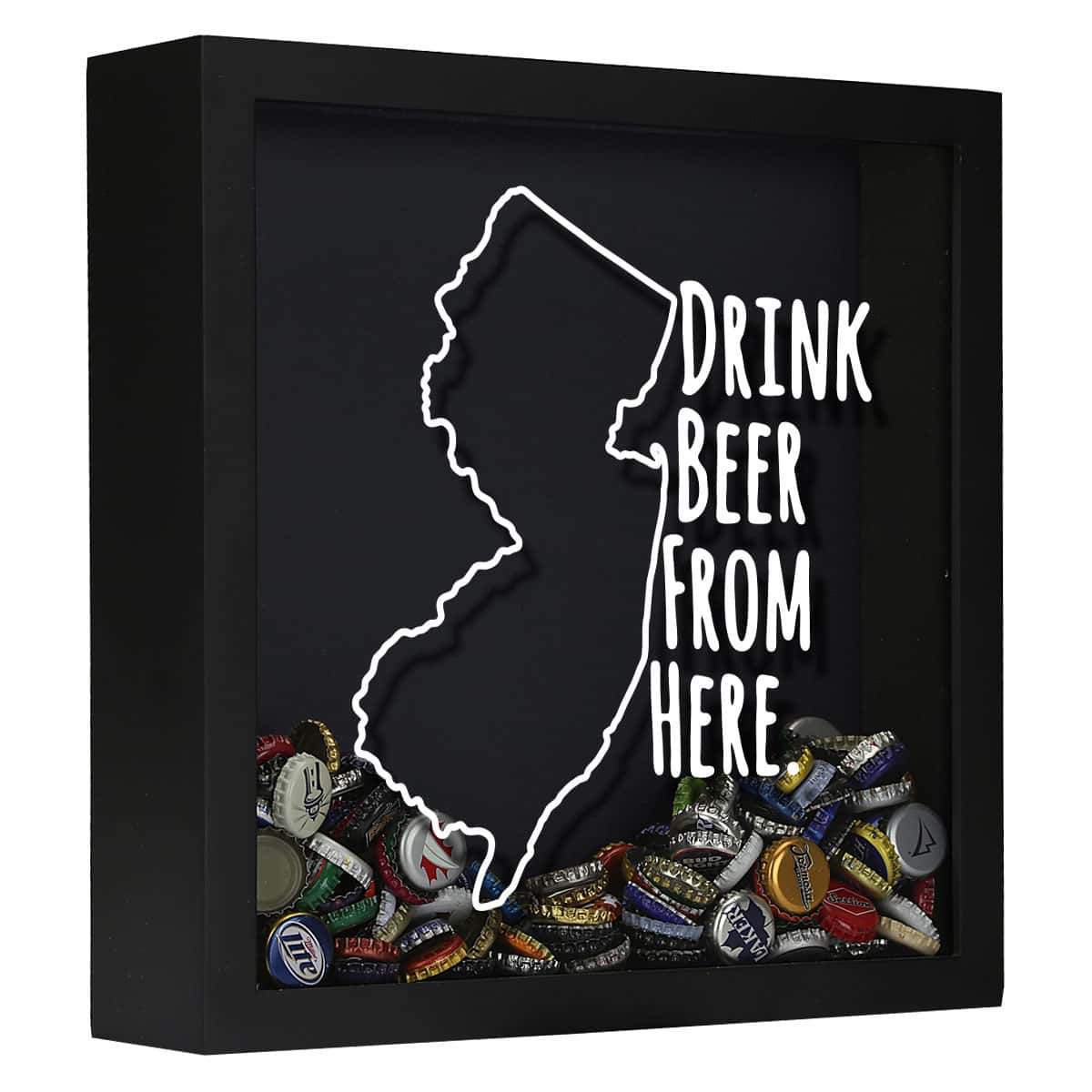 Torched Products Shadow Box Black New Jersey Drink Beer From Here Beer Cap Shadow Box (781181943925)