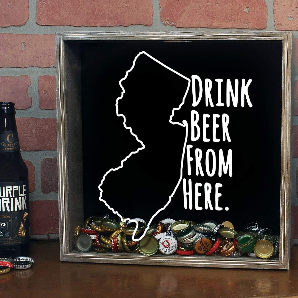 Torched Products Shadow Box New Jersey Drink Beer From Here Beer Cap Shadow Box (781181943925)