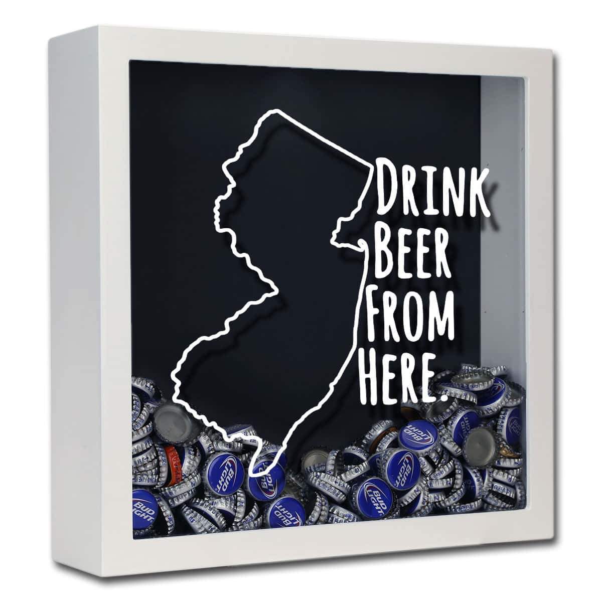 Torched Products Shadow Box White New Jersey Drink Beer From Here Beer Cap Shadow Box (781181943925)