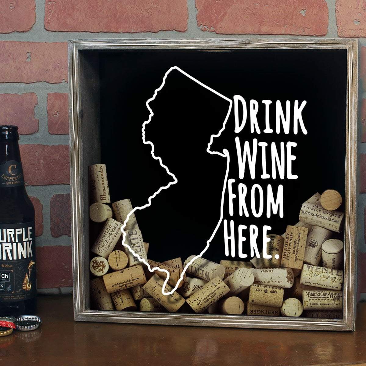 Torched Products Shadow Box New Jersey Drink Wine From Here Wine Cork Shadow Box (795767701621)
