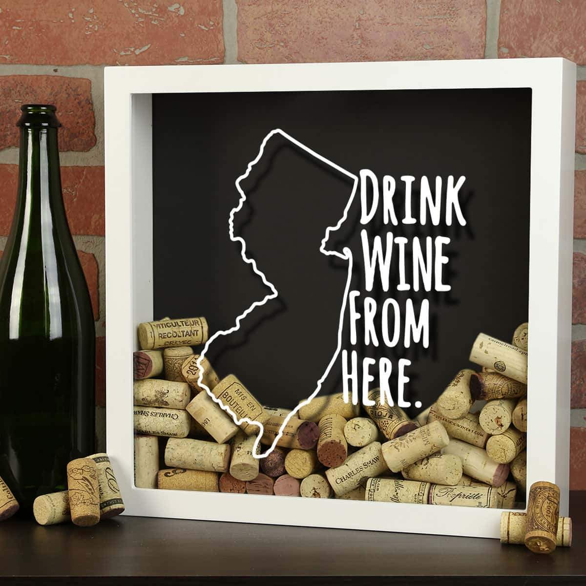 Torched Products Shadow Box New Jersey Drink Wine From Here Wine Cork Shadow Box (795767701621)