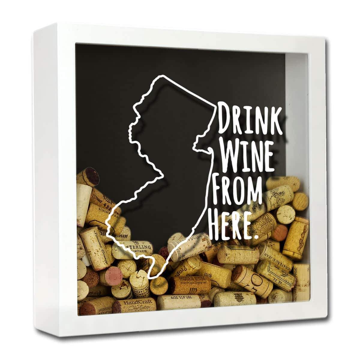 Torched Products Shadow Box White New Jersey Drink Wine From Here Wine Cork Shadow Box (795767701621)