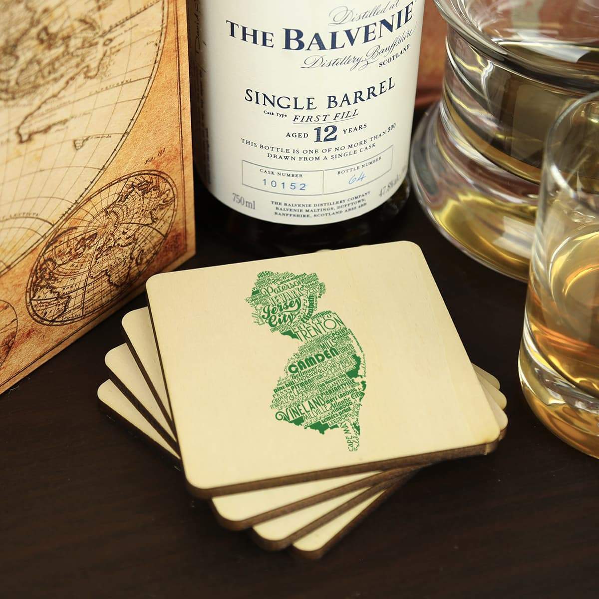 Torched Products Coasters New Jersey State Typography Coaster (787831586933)