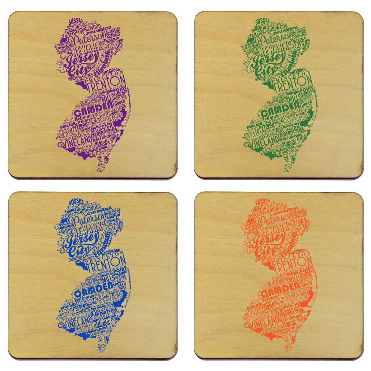 Torched Products Coasters New Jersey State Typography Coaster (787831586933)